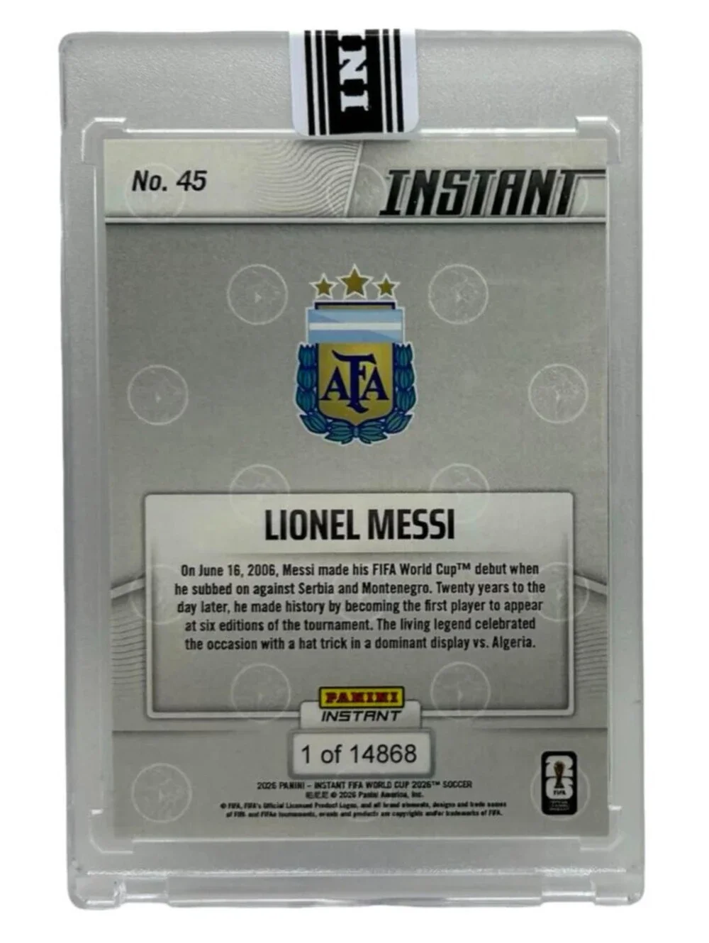 2026 Panini Instant FIFA World Cup #45 Lionel Messi Argentina
